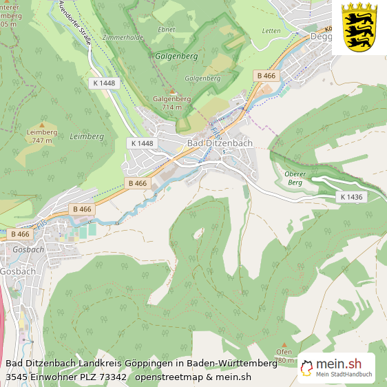 Bad Ditzenbach Landkreis Göppingen Lageplan © Openstreetmap Contributors Bad Ditzenbach Landstadt Lageplan